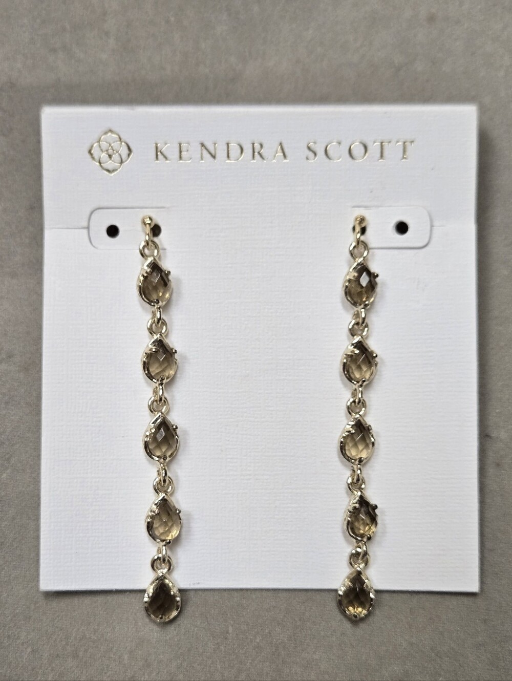 HTF Vintage McCall Smoky Quartz Linear Earrings EUC. Tavi Stones